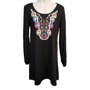New Sheilay dress Women's XXL Black with colorful Southwestern print Long sleeve